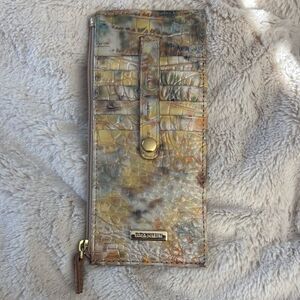 Brahmin Poppy Seed Credit Card Wallet Croc Embossed Leather